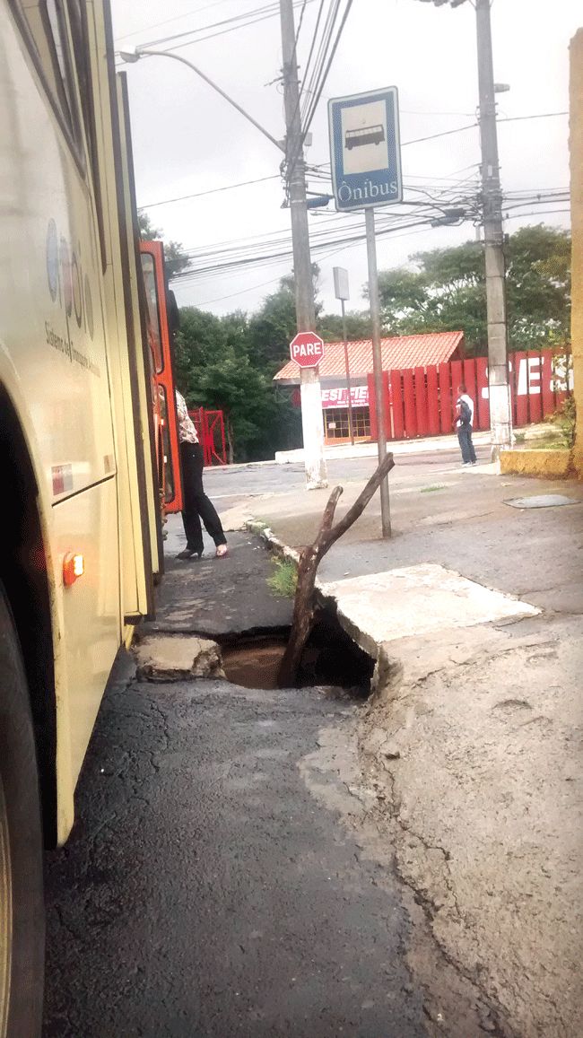 Boca de lobo coloca pedestres em risco 2 Galho de árvore marca boca de lobo no Aeroporto (Eduardo Maia)
